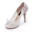 Ivory Lace High Heels Fish Toe Sexy Wedding Bridal Shoes With Tow, S020