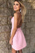 Simple Pink A-line Spaghetti Straps Mini Short Prom Homecoming Dresses Online,CM990