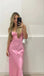 Simple Pink Spaghetti Straps Maxi Long Party Prom Dresses, Evening Dress,13148
