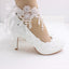 Women's Wedding Shoes Decorative White Lace Wedding Heels Bridal Shoes, H84