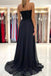 Black A-line Sweetheart High Slit Cheap Long Prom Dresses Online,12660