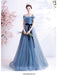 Blue A-line Off Shoulder Long Party Prom Dresses, Cheap Dance Dresses,12351