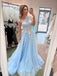 Blue A-line One Shoulder Maxi Long Prom Dresses,Evening Dresses,12983