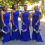 Blue Mermaid One Shoulder Cheap Long Bridesmaid Dresses Online,WG1048