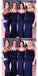 Blue Mermaid Spaghetti Straps Cheap Long Bridesmaid Dresses,WG1441