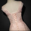 Blush Pink Cap Sleeve V Neckline Lace Long Evening Prom Dresses, Popular Party Prom Dresses, Custom Long Prom Dresses, Cheap Formal Prom Dresses, 17216