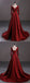 Burgundy A-line High Slit Long Sleeves Cheap Prom Dresses Online,12862