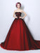 Burgundy A-line Sweetheart Sleeveless Long Prom Dresses Online,12451