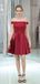 Burgundy Lace Off Shoulder Cheap Homecoming Dresses Online, Cheap Short Prom Dresses, CM813