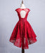 Burgundy Lace Open Back Cap Sleeves Short Homecoming Dresses Online, CM633
