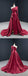 Burgundy Mermaid Long Sleeves One Shoulder High Slit Prom Dresses Online,Dance Dresses,12400