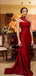 Burgundy Mermaid One Shoulder Cheap Long Bridesmaid Dresses Online,WG995