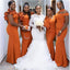 Burnt Orange Mermaid Long Cheap Bridesmaid Dresses Online, WG611