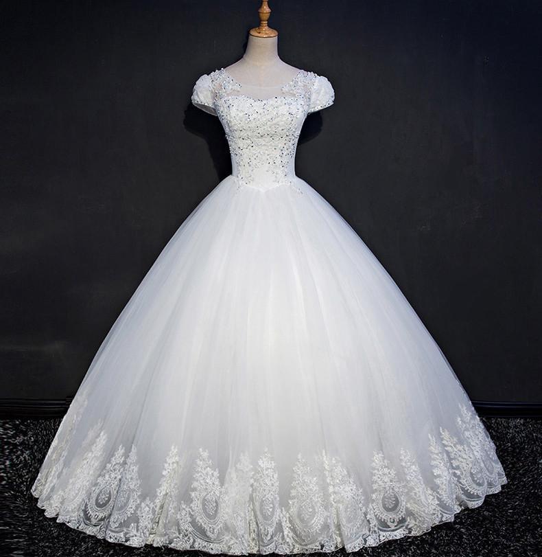 Cap Sleeve Lace Beaded A line Wedding Dresses, Custom Made Wedding Dresses, Cheap Wedding Gowns, WD214