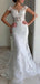Cap Sleeves Floral Mermaid Handmade Lace Wedding Dresses,WD759