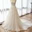 Charming Sweetheart Long A-line Appliques White Tulle Wedding Dresses, WD0153