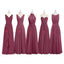 Cheap Chiffon Mismatched Dusty Red Long Bridesmaid Dresses, Affordable Unique Custom Long Bridesmaid Dresses, Affordable Bridesmaid Gowns, BD112