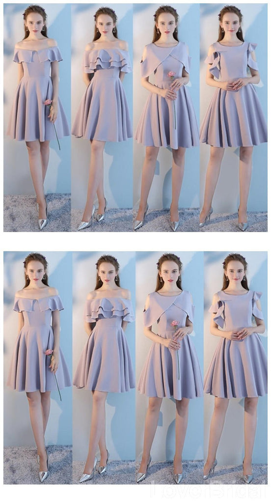 Cheap Gray Short Mismatched Simple Short Bridesmaid Dresses Online, WG506