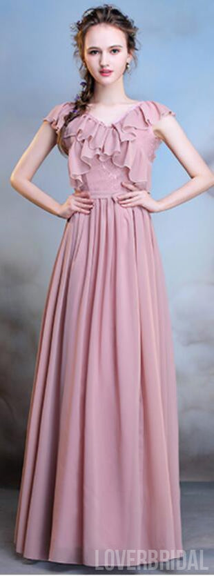 Chiffon Long Mismatched Dusty Pink Cheap Bridesmaid Dresses Online, WG509