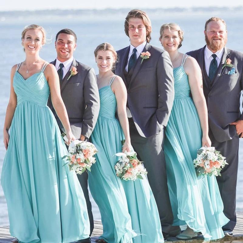 Chiffon Turquoise Long Bridesmaid Dresses Online, Cheap Bridesmaids Dresses, WG754