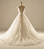 Classic Round Neckline Lace Long Tail Wedding Dresses, Custom Made Wedding Dresses, Cheap Wedding Bridal Gowns, WD220