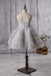 Cute Light Grey Organza Bustled Flower Little Girl Dresses, Cheap Flower Girl Dresses, FG057