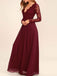 Dark Red Long Sleeve Lace Long Bridesmaid Dresses, Cheap Chiffon Custom Short Bridesmaid Dresses, Affordable Bridesmaid Gowns, BD101