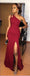 Dark Red Side Slit Mermaid Cheap Long Cheap Bridesmaid Dresses Online, WG642