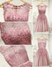 Dusty Pink Lace Beaded See Through Homecoming Prom Dresses, Affordable Short Party Prom Dresses, Perfect Homecoming Dresses, CM267