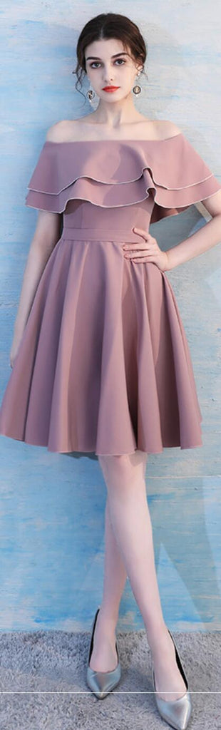 Dusty Pink Short Mismatched Simple Cheap Bridesmaid Dresses Online, WG510