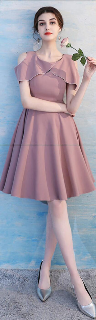 Dusty Pink Short Mismatched Simple Cheap Bridesmaid Dresses Online, WG510