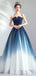 Elegant A-line Sweetheart Blue & White Long Prom Dresses Online,12457