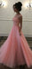 Elegant Pink A-line Jewel Maxi Long Prom Dresses,Evening Dresses,12987