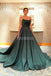 Emerald Green Spaghetti Straps Beaded Long Evening Prom Dresses, Evening Party Prom Dresses, 12275