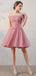 Floral Pink Off Shoulder Short Homecoming Dresses Online, Cheap Short Prom Dresses, CM851