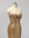Gold Sequin One Shoulder Mermaid Long Cheap Bridesmaid Dresses Online, WG596