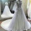 Gorgeous See Through Long Sleeve Scoop Neck Lace Tulle Wedding Dresses, WD164