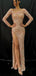 Gorgeous Sheath High Slit Long Sleeves Maxi Long Prom Dresses,Evening Dresses,12986