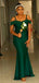 Green Cold Shoulder Mermaid Cheap Long Bridesmaid Dresses Online,WG1455