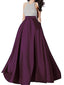 Halter Rhinestone Beaded Purple A-line Long Evening Prom Dresses, 17678