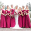 Hot Pink Off Shoulder Long Bridesmaid Dresses Online, Cheap Bridesmaids Dresses, WG695