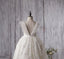Ivory Cute Lace Tulle Flower Girl Dresses, V-back Cap Sleeve Little Girl Dresses, FG054