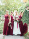 Jewel Cap Sleeves Dark Red Chiffon Floor Length Cheap Bridesmaid Dresses Online, WG560