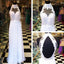 Junior White High Neck Open Back Chiffon Lace Formal Cheap Floor Length Prom Dresses, WG243