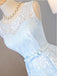 Light Blue Scoop Neckline Lace High Low Homecoming Prom Dresses, Affordable Short Party Prom Sweet 16 Dresses, Perfect Homecoming Cocktail Dresses, CM327