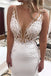 Long Mermaid See Through V-neck Backless Lace Wedding Dresses,WD763