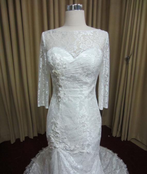 Long Sleeves Open Back Lace Up Online Cheap Long Wedding Dresses, WG636