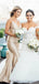 Mermaid Light Champagne Spaghetti Straps V-neck Long Bridesmaid Dresses Gown Online,WG938