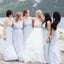 Mismatched Chiffon Blue Lace Bodice Cheap Bridesmaid Dresses Online, WG672