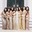 Mismatched Gold Sequin Mermaid Cheap Long Bridesmaid Dresses Online, WG256